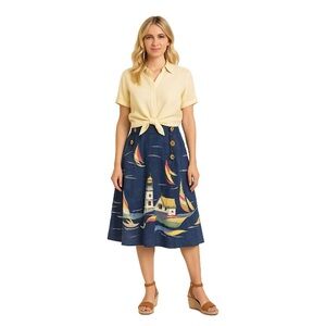 Anthropologie, Nautical Print Blue Skirt